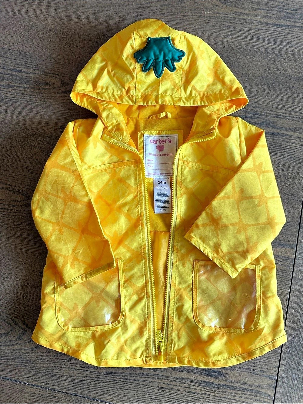Carter's Yellow Pineapple Rain Jacket 24M 🍍